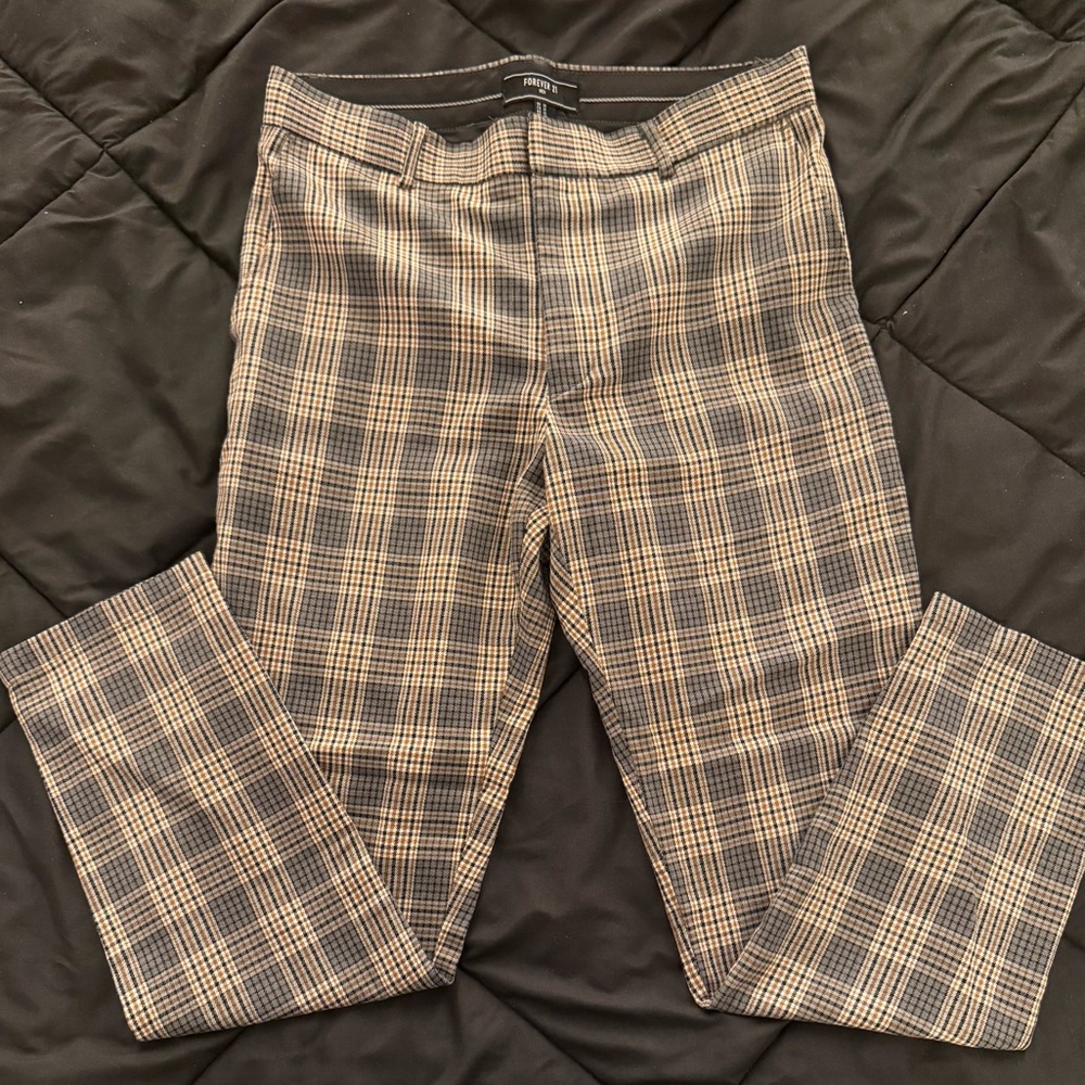 Forever 21 Men's Checkered Pants in Black and Tan
